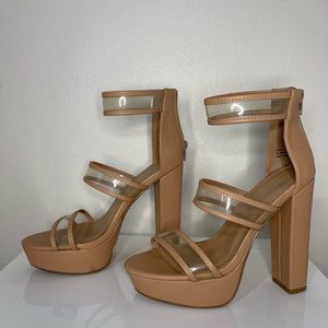 Peach Nude 6 inch block heels | Charlotte Russe